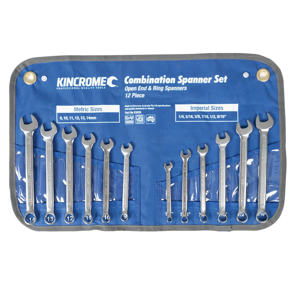 KINCROME SPANNER SET COMBO 12PC AF/M