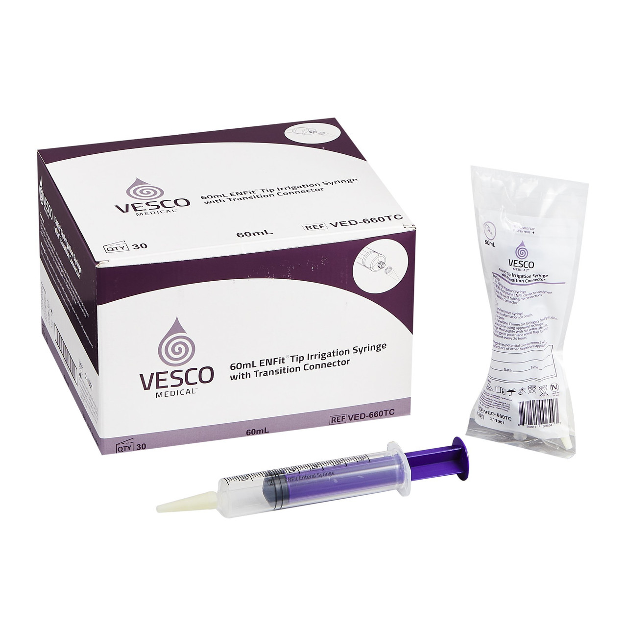 Irrigation Syringe Vesco® 60 mL Individual Pack Enfit Tip Without ...