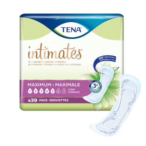 Bladder Control Pad TENA Intimates Maximum Heavy Absorbency Dry-Fast Core One Size Adult Female Disposable