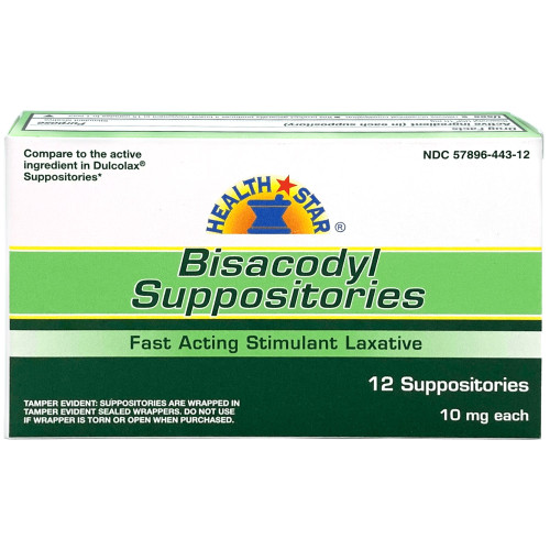 Laxative Health Star Suppository 10 mg Strength Bisacodyl USP