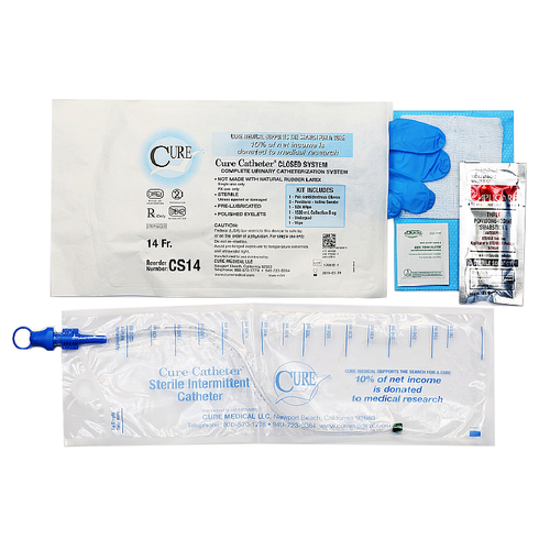 Intermittent Catheter Kit Cure Catheter™ Closed System / Straight Tip 14 Fr. Without Balloon