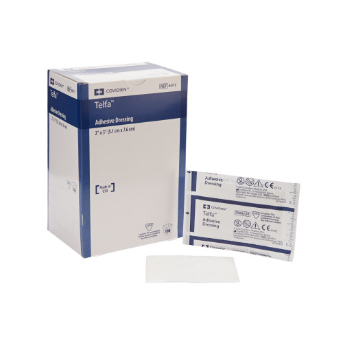 Adhesive Dressing Telfa™ Film / Cotton Rectangle White Sterile