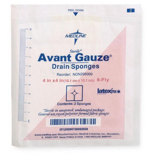 Drain Sponge Medline Polyester / Rayon 4 X 4 Inch Square Sterile