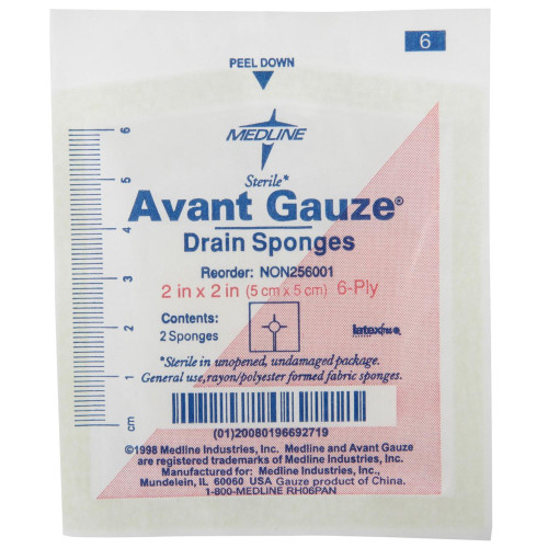 Drain Sponge Medline Polyester / Rayon 2 X 2 Inch Square Sterile