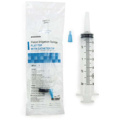 Irrigation Syringe McKesson 60 mL Pole Bag Catheter Tip Without Safety