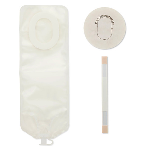 Colostomy Pouch Pouchkins™ One-Piece System 6 Inch Length 7/8 to 1-3/8 Inch Stoma Drainable Trim To Fit