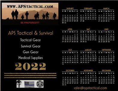 APS Tactical & Survival 2022 Company Magnet Calendar