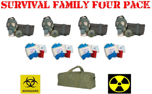 FAMILY SURVIVAL 4 Pack - SERBIAN GAS MASKS - Hi-Risk Disease Kits and Bag