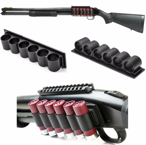 Universal Shotgun 12ga 4 or 6 Shot Shell Black Aluminum Side Saddle