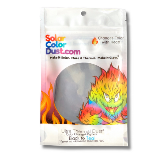 Ultra Thermal Dust® - Black to Teal - Thermochromic Heat Activated Color Change® Pigment - Changes Color by Temperature!