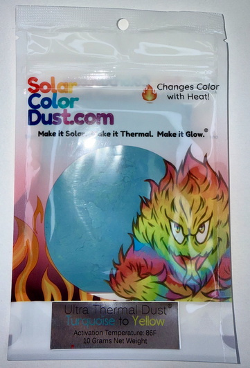 Ultra Thermal Dust® - Thermochromic Heat Activated Color Change Pigment - Changes Color by Temperature! Turquoise to Yellow