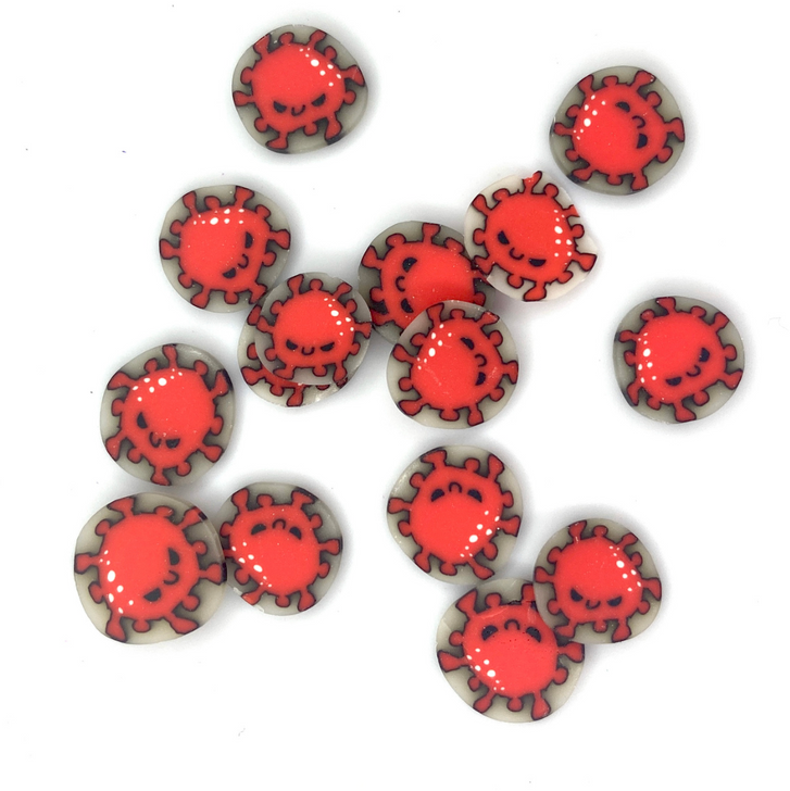 Clay Slices - Red Germ - clay pieces for resin shakers, nail art, slime, snowglobe tumblers