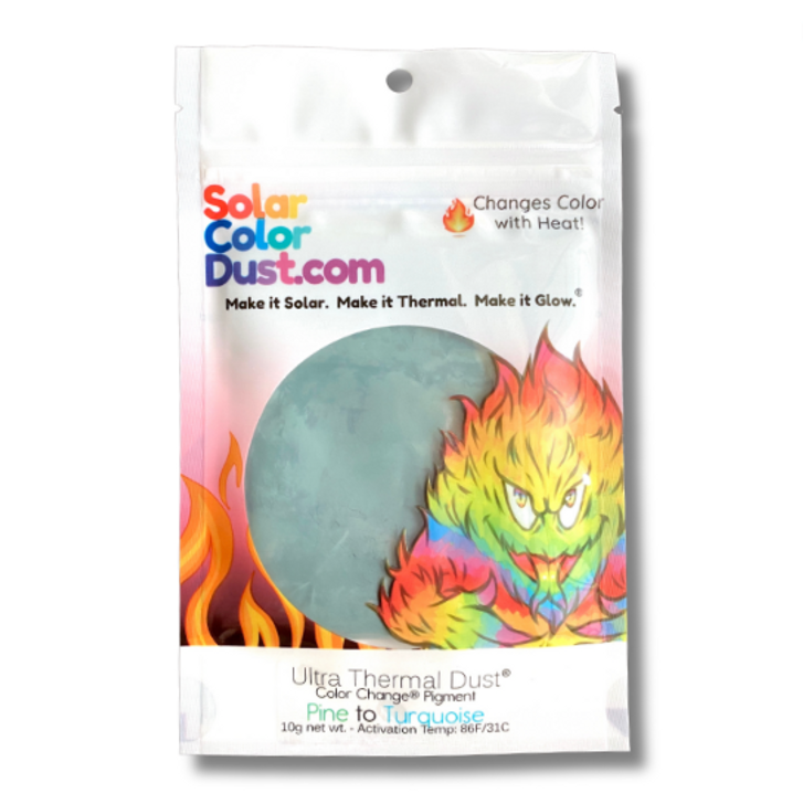 Ultra Thermal Dust® - Pine to Turquoise - Thermochromic Heat Activated Color Change® Pigment - Changes Color by Temperature!
