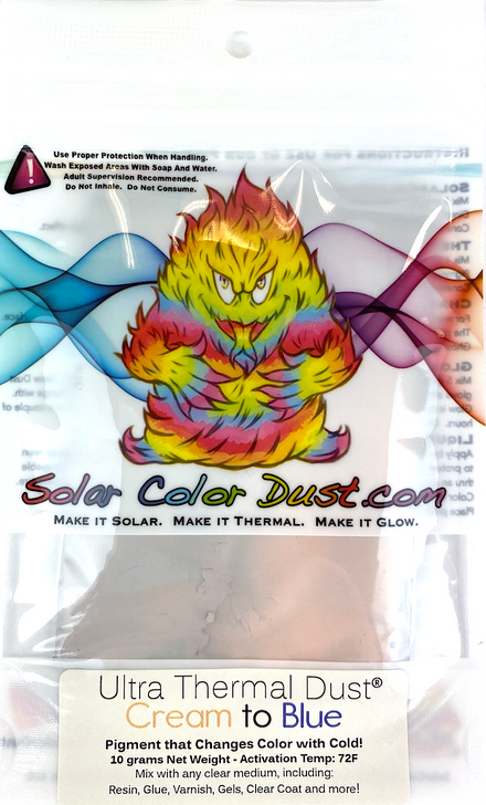 Ultra Thermal Dust 72F - Thermochromic Cold Activated Color Change® Pigment - Changes Color by Temperature! Cream to Blue