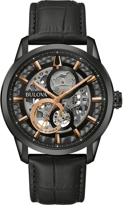 Bulova Sutton Automatic Skeleton Dial Mens Watch 98A283