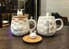 Cute Rabbit Ceramic Mug With Lid Spoon | Horizontal Carrots | 450Ml | 200333