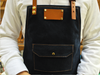 Black Denim Apron with Leather Cords | 21479