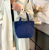 Jeans Canvas Plain Tote Bag with Zipper| Dark Danim