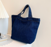Jeans Canvas Plain Tote Bag with Zipper| Dark Danim