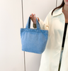 Casual Shoulder Tote Handbag with ZIpper| Light Denim