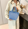 Casual Shoulder Tote Handbag with ZIpper| Light Denim