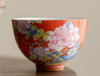 Enamel Paint Tea Cup | Bird And Flower Pattern | Red | 50466