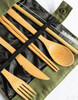 Bamboo Travel Cutlery Set | Fork Spoon Knife | Portable Outdoor Set | 24703