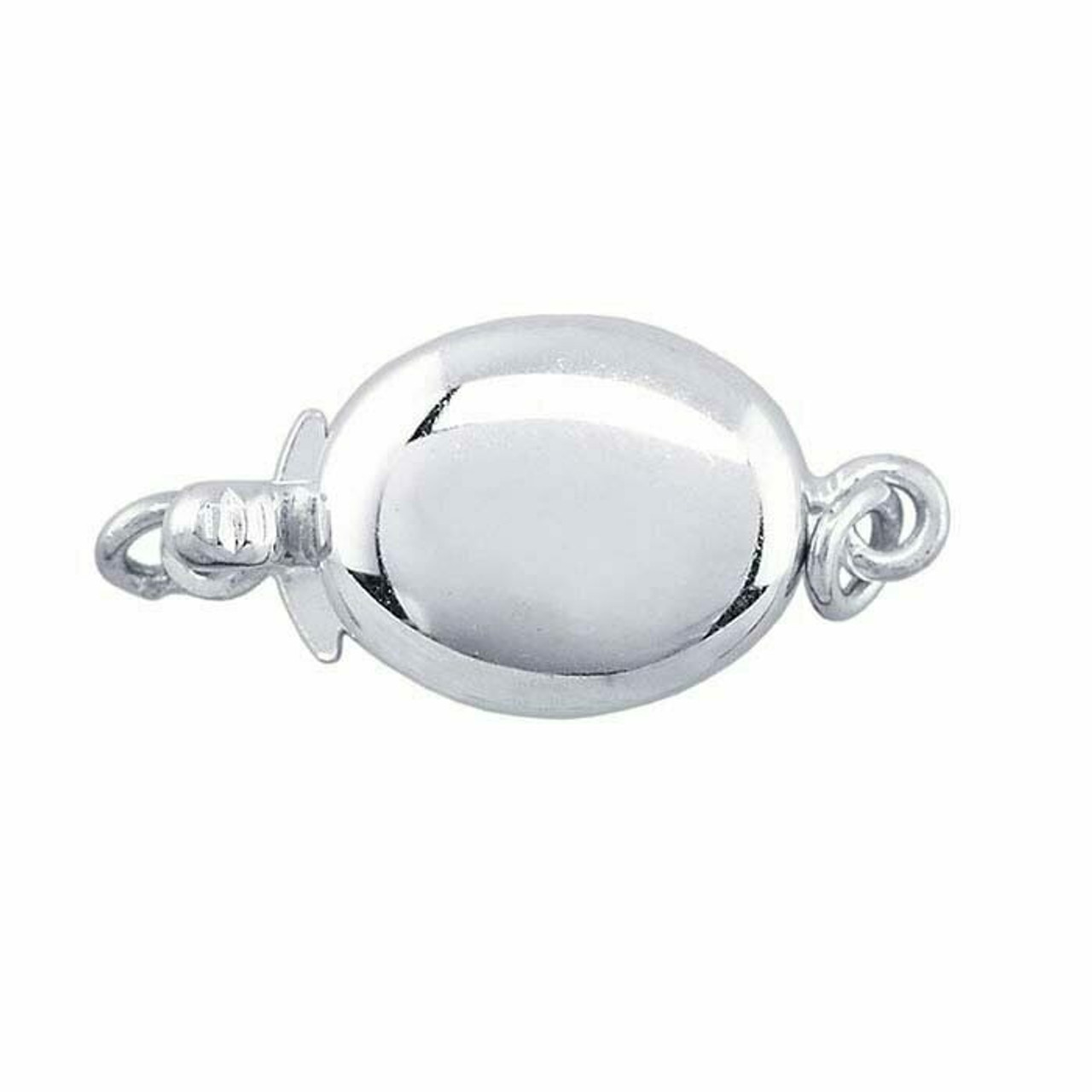 Sterling Silver Oval Clasp, 925 Silver Hinged Clasp, Oval Push