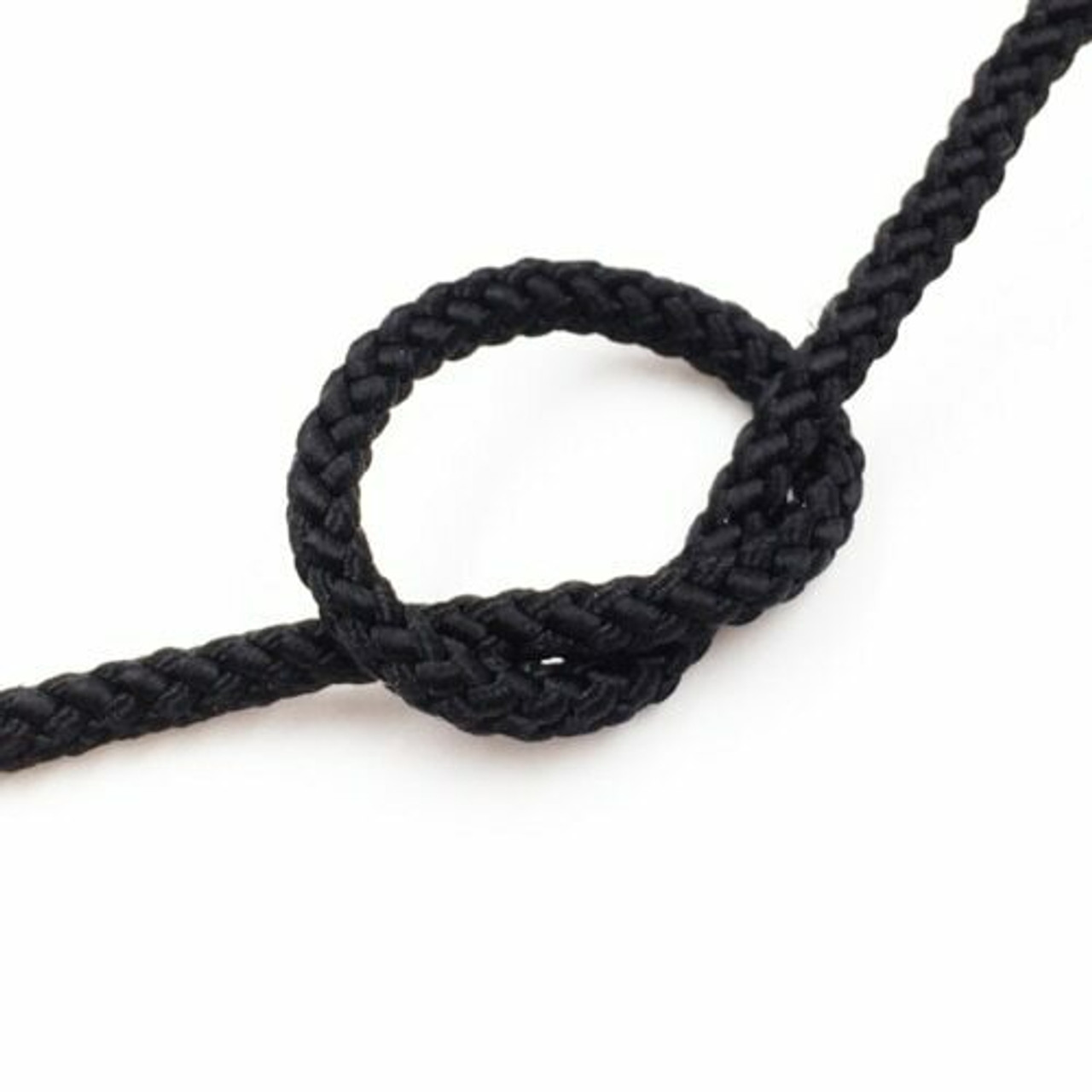 Braided Cord, 3 mm Oval, Black, Sold by Metre