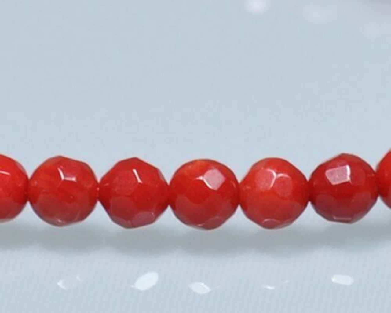 Faceted Red Coral (Dyed) Beads 5mm, Sold By 1 Strand(7)