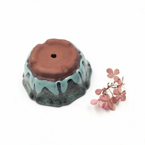 Small Plant Pot | 9 x 4 cm | Turquoise Drip | XXZ45 - Yu Yo The