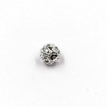 Base Metal Silver Finish Decorative Beads 0.6cm | Sold by Each | XZ13406