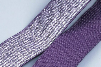 Purple Silver Elastic 2.2cm | By the Ft| ELP22F Purple Silver Elastic 2.2cm | By the Ft| ELP22F