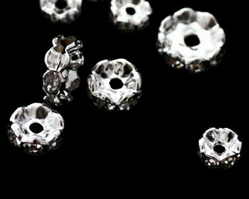 Spacer Bead Synthetic Diamond-Set Silver Plate Base Metal 10mm | Sold By 5pc | LKSD010