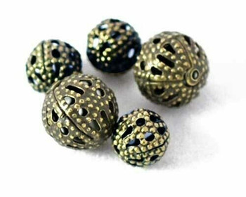 Round Scroll Filigree Bead | 6mm(.24") Bronze Finished Base Metal | Sold By 20pc | LKSFBB06