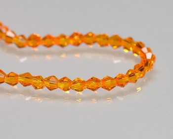 Faceted Bicone Tangerine Crystal Beads 3x3 | Sold by 1 Strand(12") | BS0145 Faceted Bicone Tangerine Crystal Beads 3x3 | Sold by 1 Strand(12") | BS0145