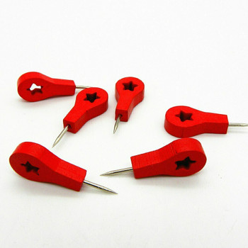 Red Wooden Star Push Pins | 20mm | Box of 40 | H198212