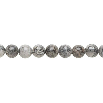 Silver Crazy Lace Agate 8mm Round Beads | Sold by 7.5" Strand | BS0165