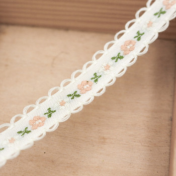 White Floral Tape Ribbon | Cream Edge | Sold by metre | H20201132