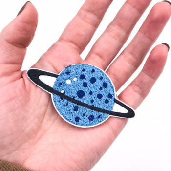Iron-on Embroidery Patch | Blue Ring Planet | H22023
