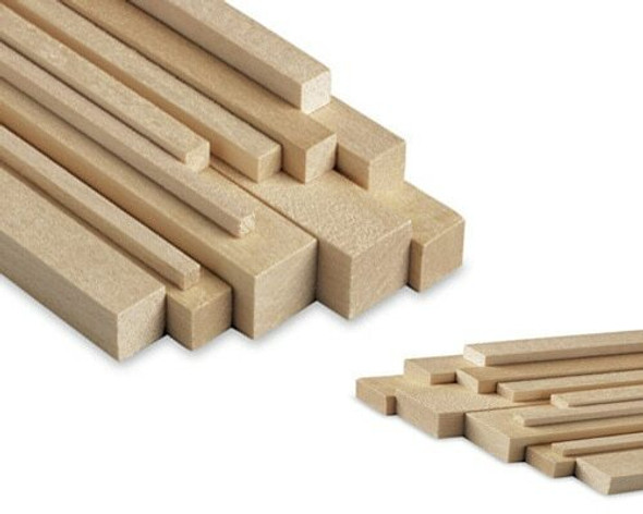 Basswood stick, 1/4 x 5/16 x 48", Sold By Each | BWST4814