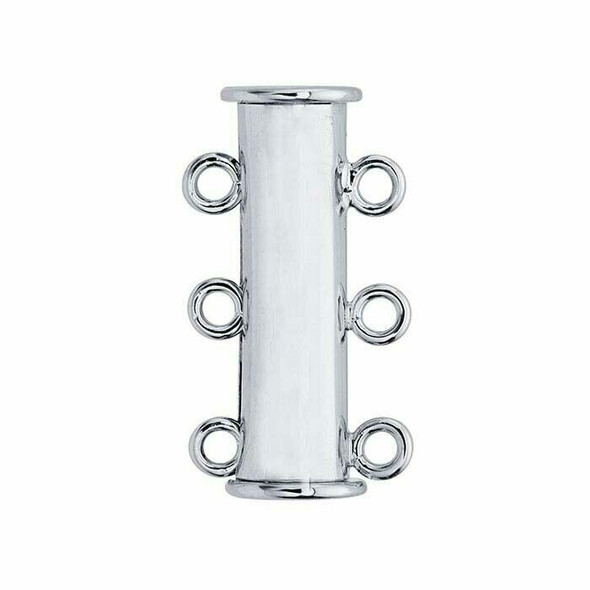 Brass Rhodium-Plated Multi-Strand Tube Slide Magnetic Clasp | Sold by Each |  677591