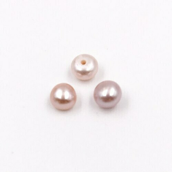 Half-Drilled Button Freshwater Pearl | Pink | Sold by Pair | Dia. 4-4.5mm | RD45F