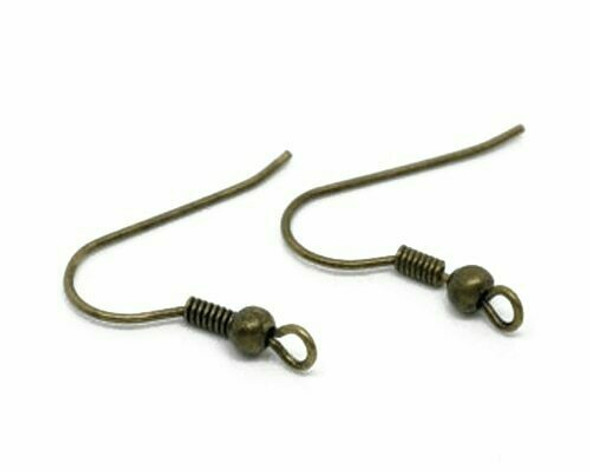 Ear Wire | bronze finished base metal hook with loop and bead | Sold By 20pc | LKEWBB18