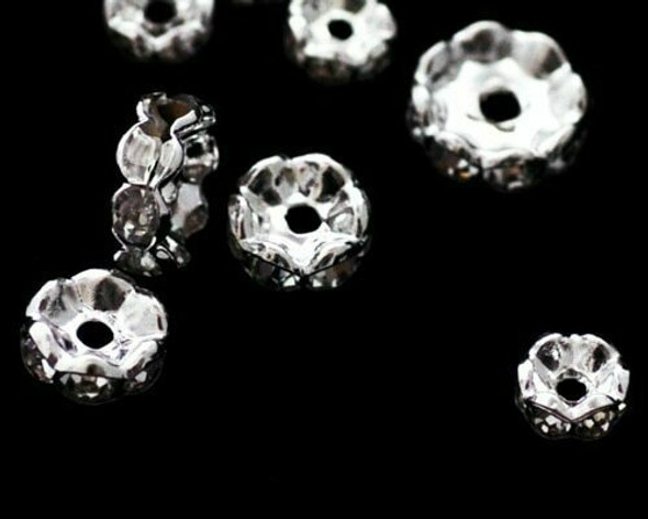 Spacer Bead Synthetic Diamond-Set Silver Plate Base Metal 8mm | Sold By 5pc | LKSD008