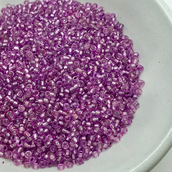 Seed Beads | Small 2mm | Silver Coated Inside | Purple | Sold by 20g | GB038