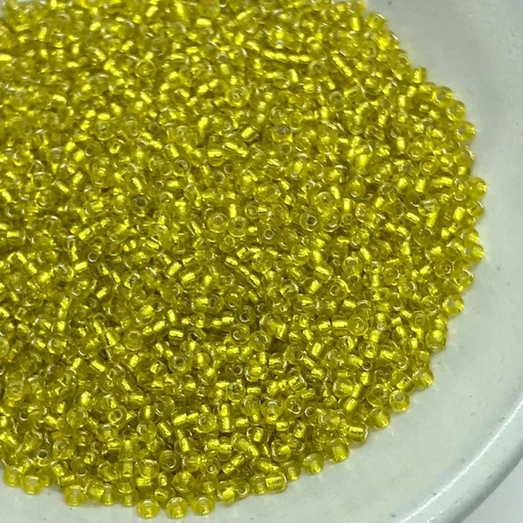 Seed Beads | Small 2mm | Silver Coated Inside | Yellow | Sold by 20g | GB044