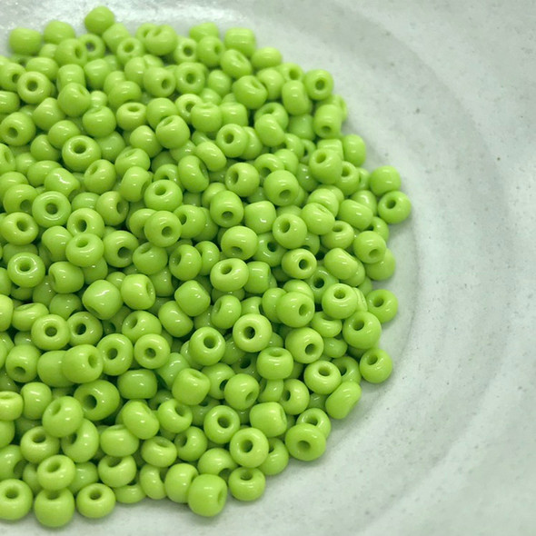 Seed Beads | Medium 3mm | Opal | Lime Green | Sold by 20g | GB138
