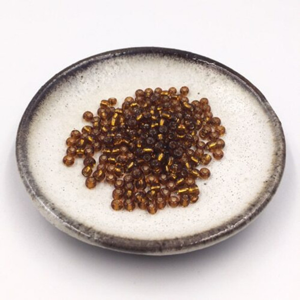 Seed Beads | Large 4mm | Silver Coated Inside | Brown | Sold by 30g | GB202