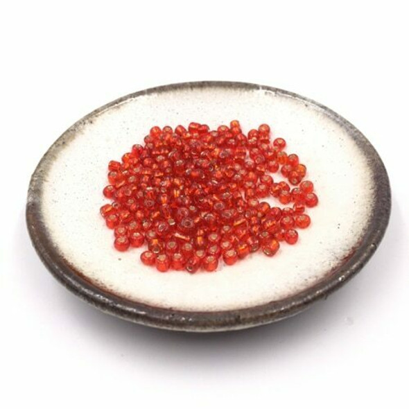 Seed Beads | Large 4mm | Silver Coated Inside | Fire Red | Sold by 20g | GB206